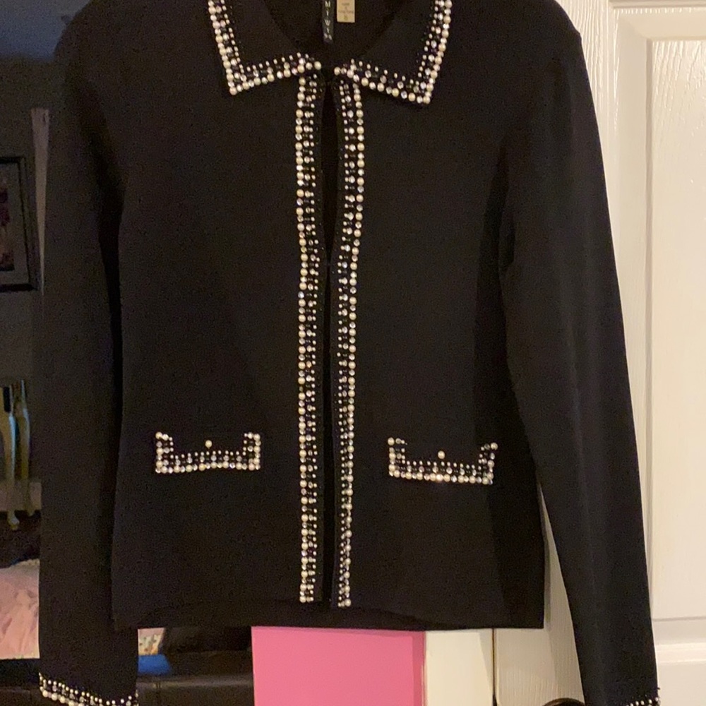 Beautiful Black Jewel Long Sleeve Sweater